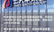 三只羊因虚假宣传、误导消费者被罚没6894.91万元 市监局责令公司暂停经营限期整改