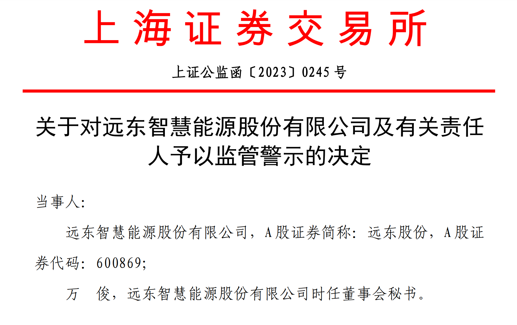 继时任财务总监和董秘后 大有能源时任董事长和总经理也因信披不准被监管警示